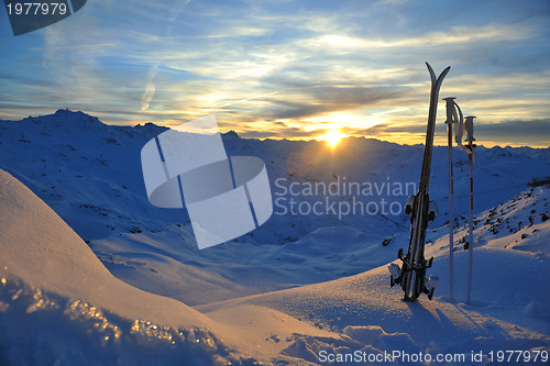 Image of mountain snow ski sunset