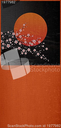 Image of illustration of a cherry twigs in bloom