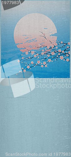 Image of illustration of a cherry twigs in bloom
