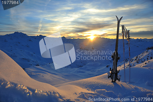 Image of mountain snow ski sunset