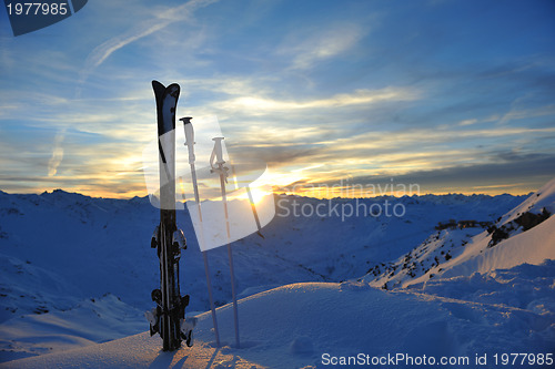 Image of mountain snow ski sunset