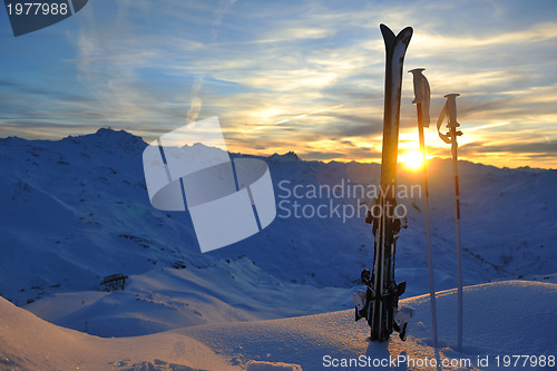 Image of mountain snow ski sunset