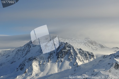 Image of mountain snow sunset