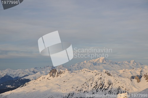 Image of mountain snow sunset