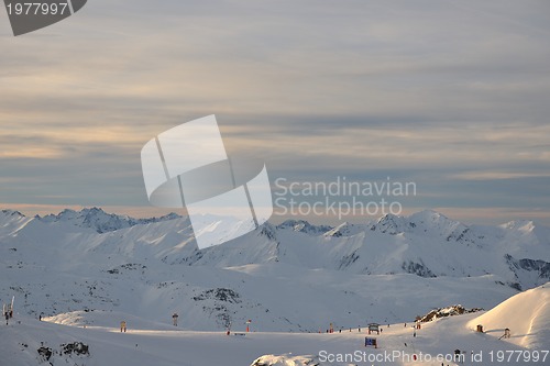 Image of mountain snow sunset