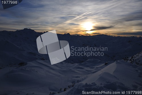 Image of mountain snow sunset