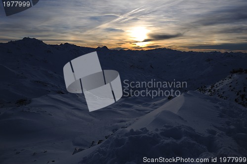 Image of mountain snow sunset