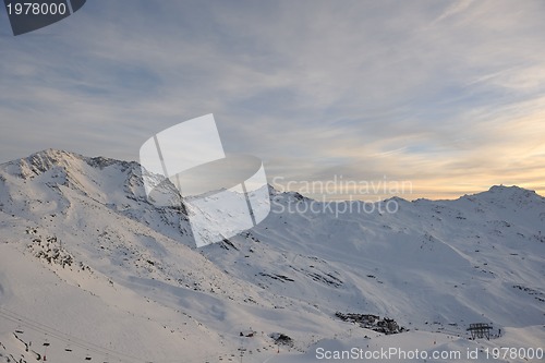 Image of mountain snow sunset