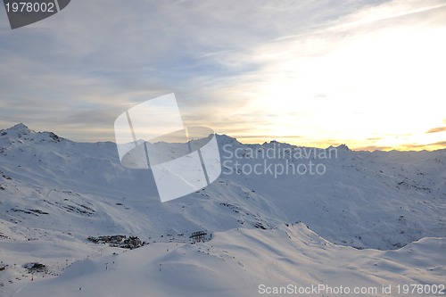 Image of mountain snow sunset