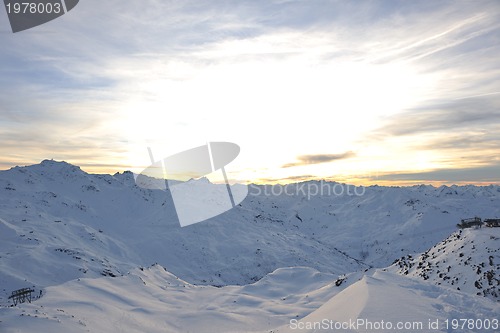 Image of mountain snow sunset