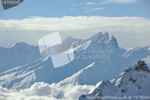 Image of mountain snow sunset