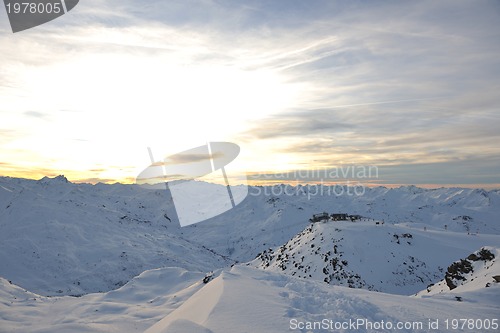 Image of mountain snow sunset