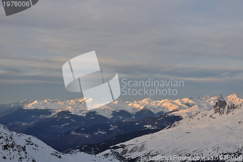 Image of mountain snow sunset