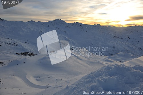 Image of mountain snow sunset