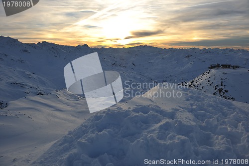 Image of mountain snow sunset