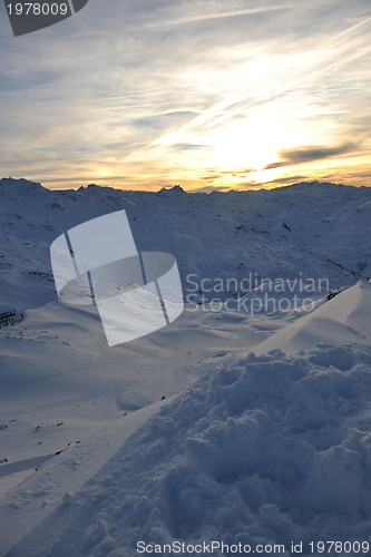 Image of mountain snow sunset