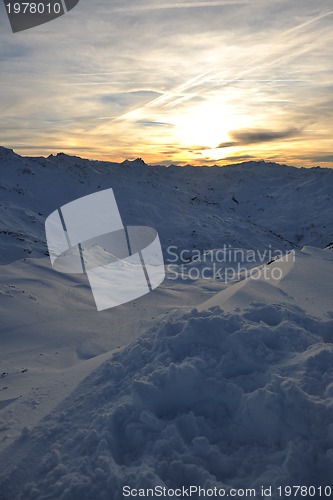 Image of mountain snow sunset