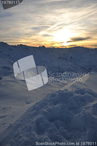 Image of mountain snow sunset