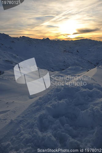 Image of mountain snow sunset