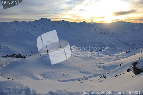 Image of mountain snow sunset