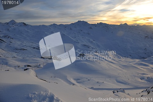 Image of mountain snow sunset