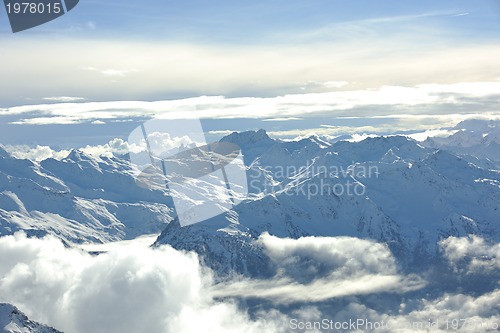 Image of mountain snow sunset