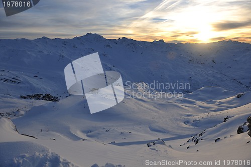 Image of mountain snow sunset