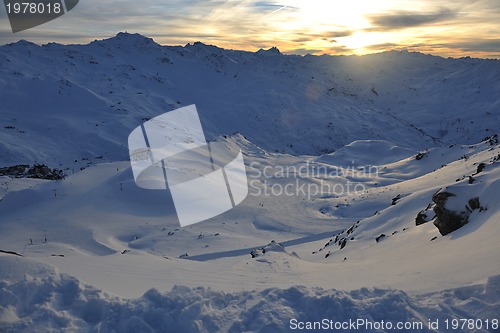 Image of mountain snow sunset