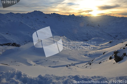 Image of mountain snow sunset