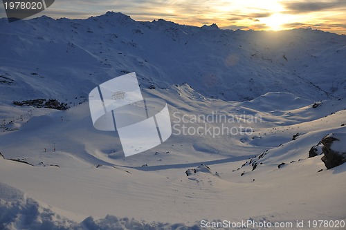 Image of mountain snow sunset