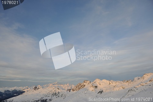 Image of mountain snow sunset