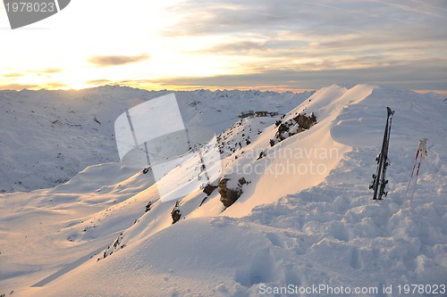 Image of mountain snow sunset