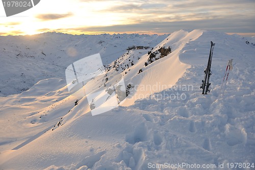 Image of mountain snow sunset