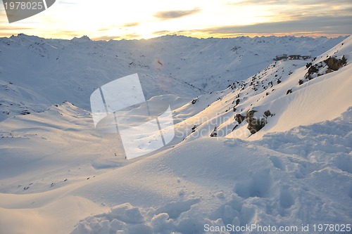 Image of mountain snow sunset