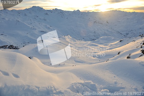 Image of mountain snow sunset