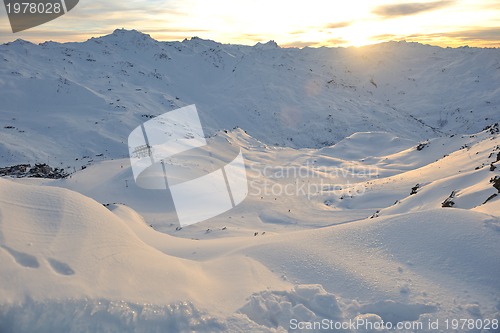 Image of mountain snow sunset