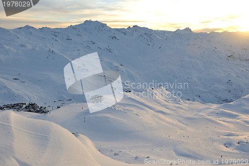 Image of mountain snow sunset