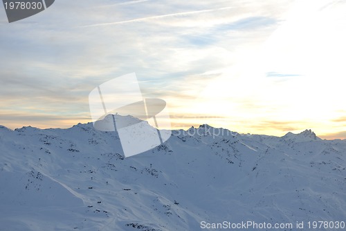 Image of mountain snow sunset