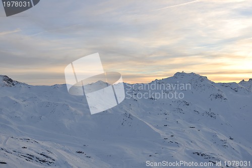 Image of mountain snow sunset