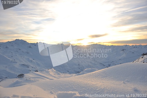 Image of mountain snow sunset