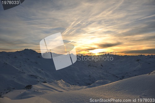 Image of mountain snow sunset