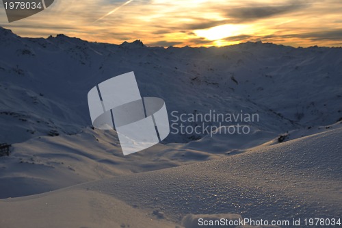 Image of mountain snow sunset