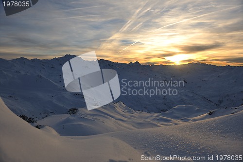 Image of mountain snow sunset