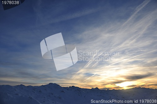 Image of mountain snow sunset