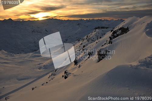 Image of mountain snow sunset