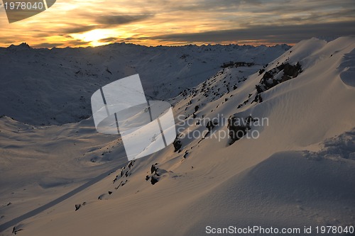 Image of mountain snow sunset