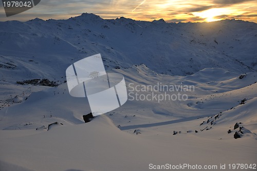 Image of mountain snow sunset