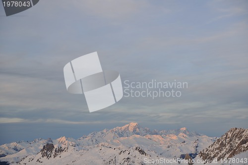 Image of mountain snow sunset