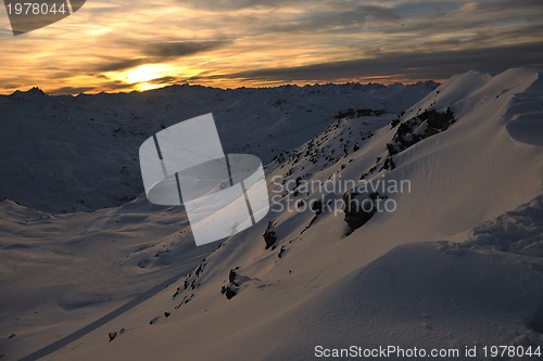 Image of mountain snow sunset