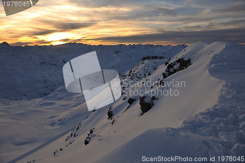 Image of mountain snow sunset